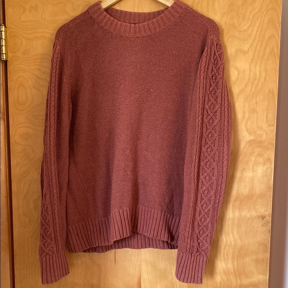 Toad & Co Pale Orange Cable Sleeve Boxy Sweater Size Large